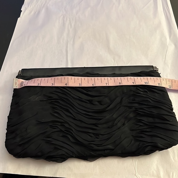 Express Fabric black layered pleated detail clutch bag purse - Picture 5 of 5